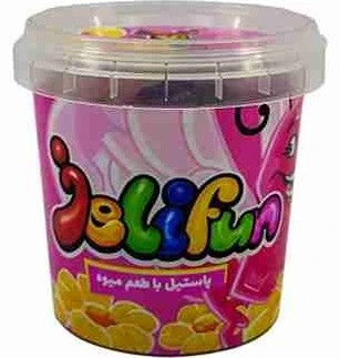 شیرین عسل پاستیل با طعم میوه مخلوط سطلی با طرح میوه 100 گرمی
